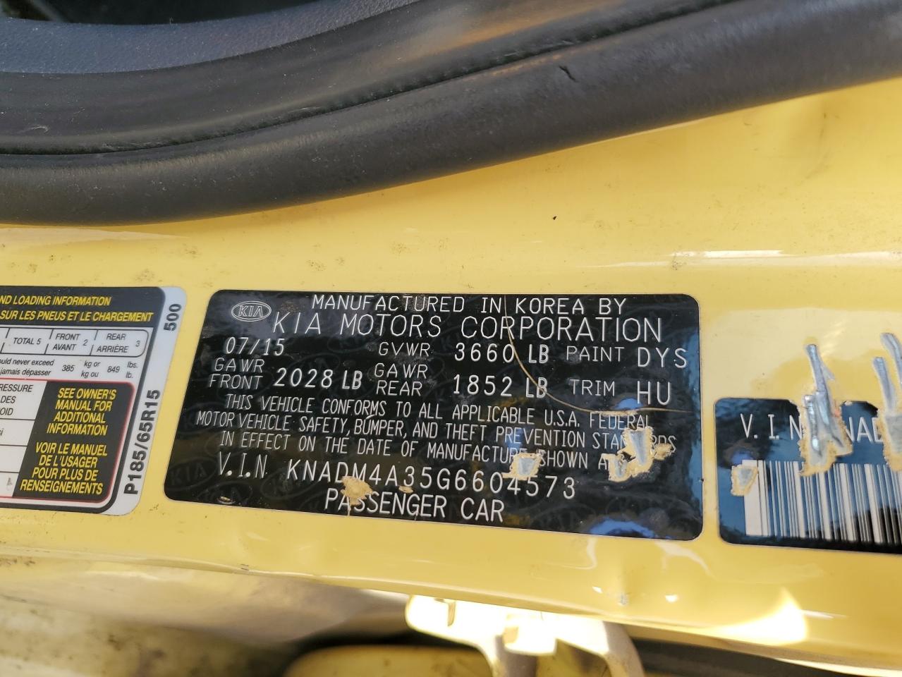 2016 Kia Rio Lx VIN: KNADM4A35G6604573 Lot: 80012815