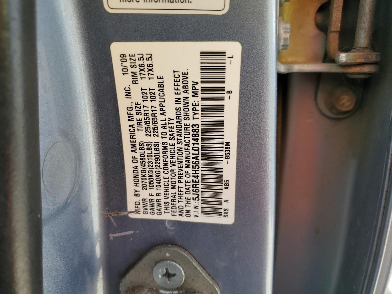 2010 Honda Cr-V Ex VIN: 5J6RE4H56AL014883 Lot: 71846715