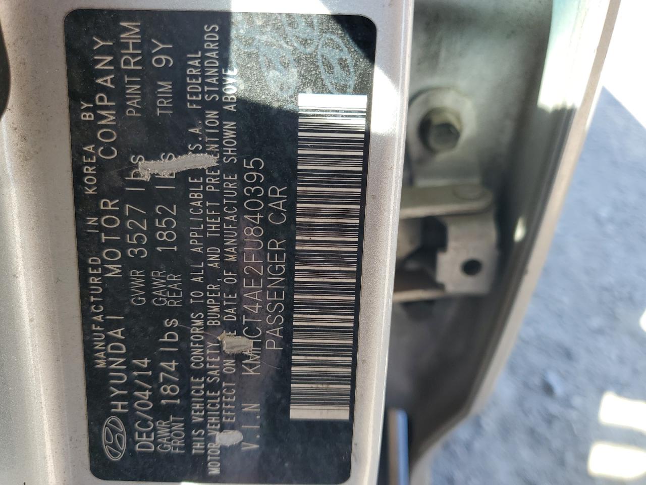 2015 Hyundai Accent Gls VIN: KMHCT4AE2FU840395 Lot: 81041685