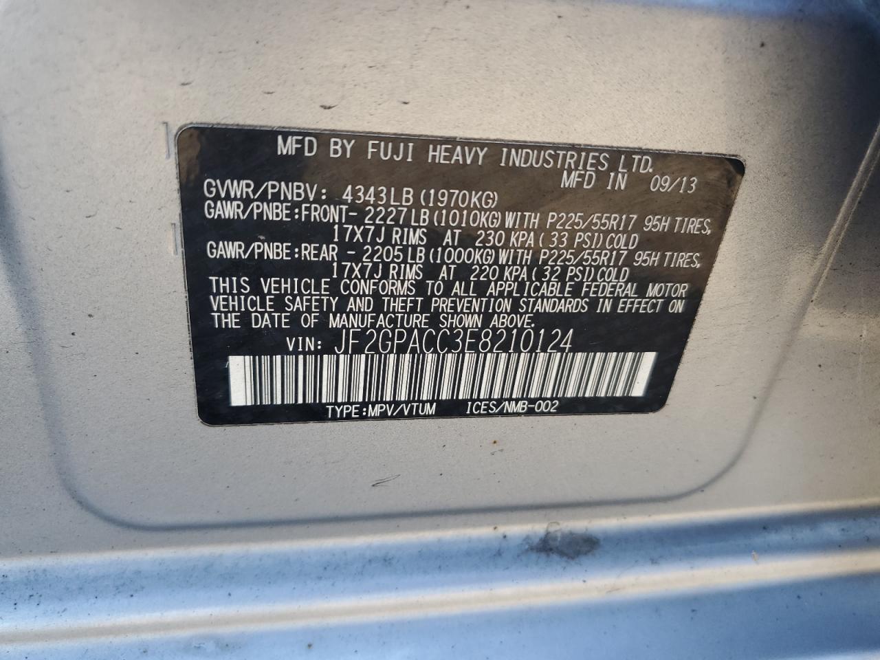 2014 Subaru Xv Crosstrek 2.0 Premium VIN: JF2GPACC3E8210124 Lot: 81159955