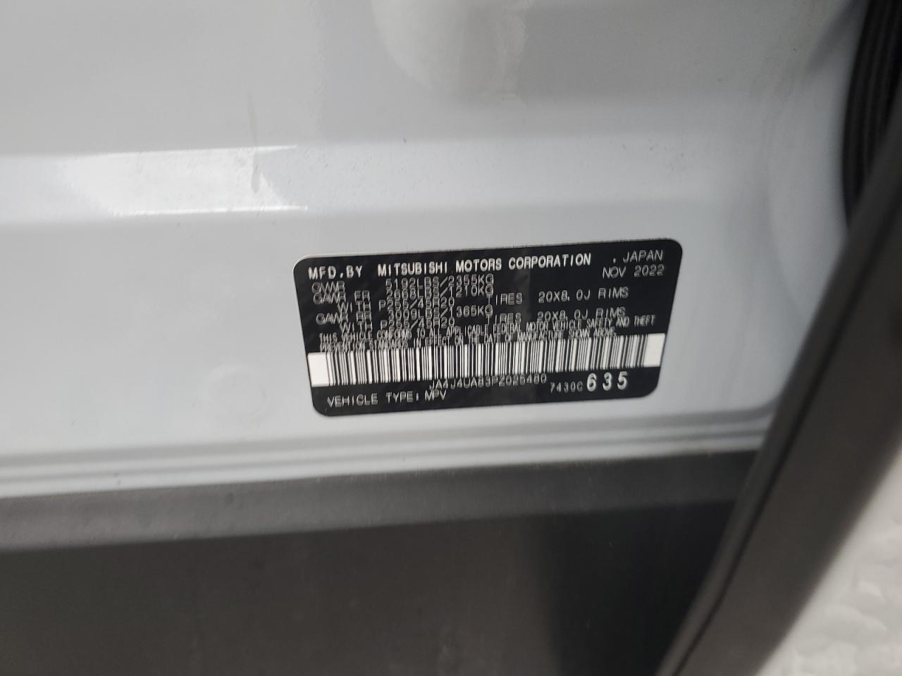 2023 Mitsubishi Outlander Se VIN: JA4J4UA83PZ025480 Lot: 70075965