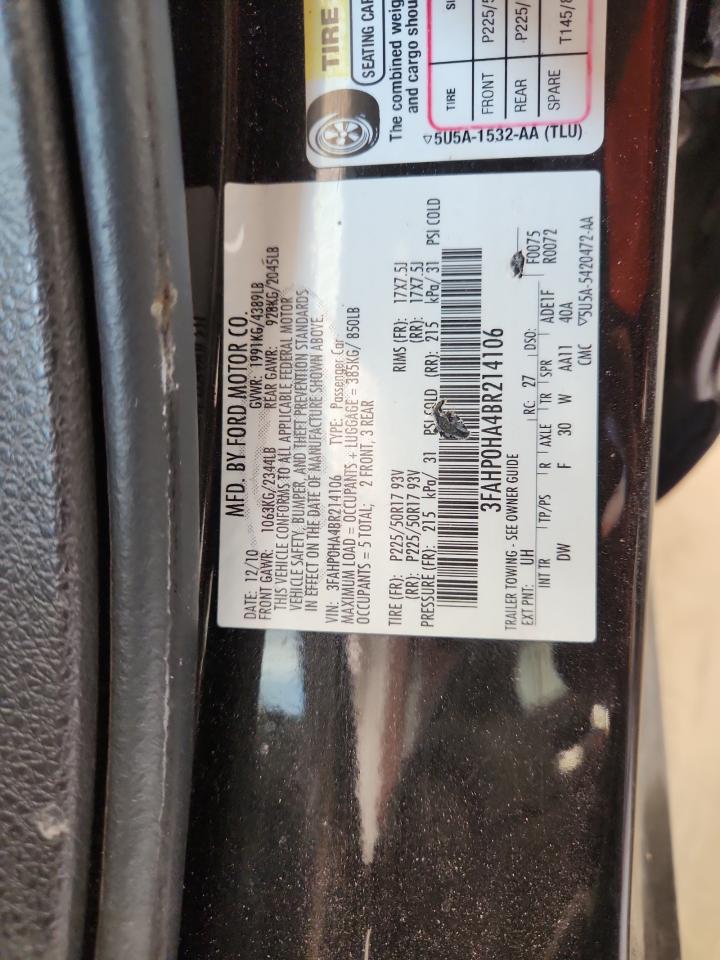 2011 Ford Fusion Se VIN: 3FAHP0HA4BR214106 Lot: 71739555