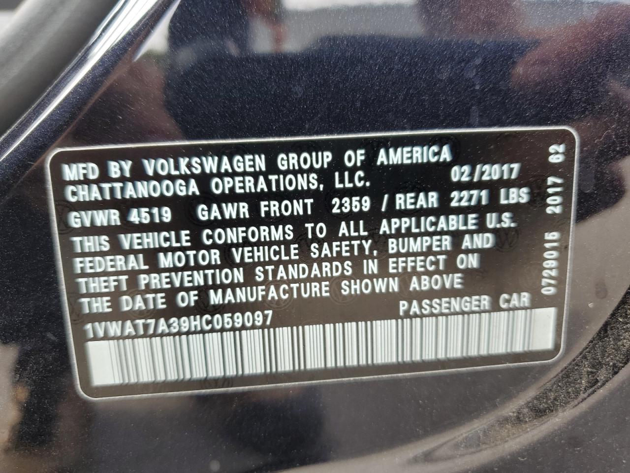 2022 Volkswagen Passat S VIN: 1VWAT7A39HC059097 Lot: 80963955