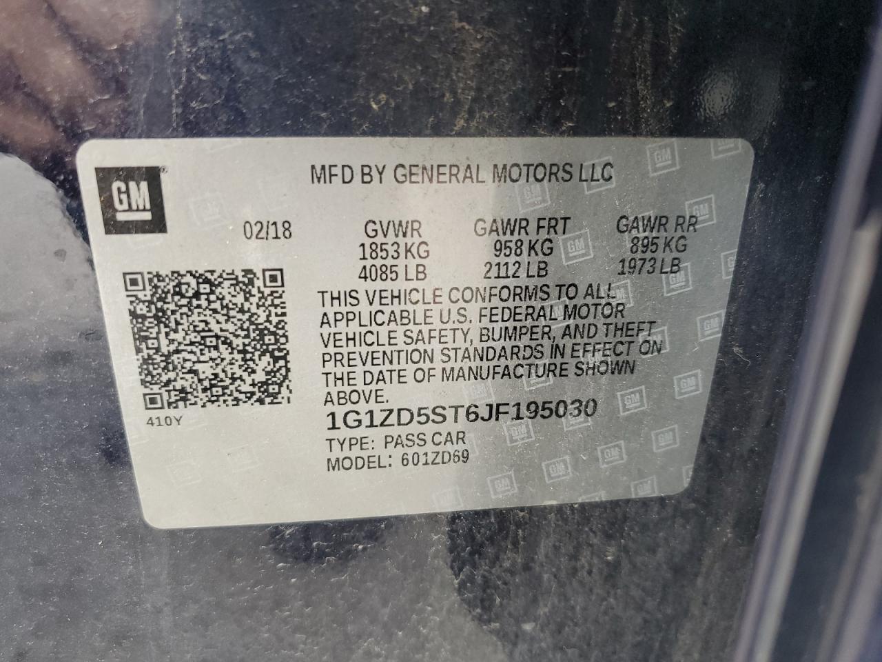 2018 Chevrolet Malibu Lt VIN: 1G1ZD5ST6JF195030 Lot: 81646795