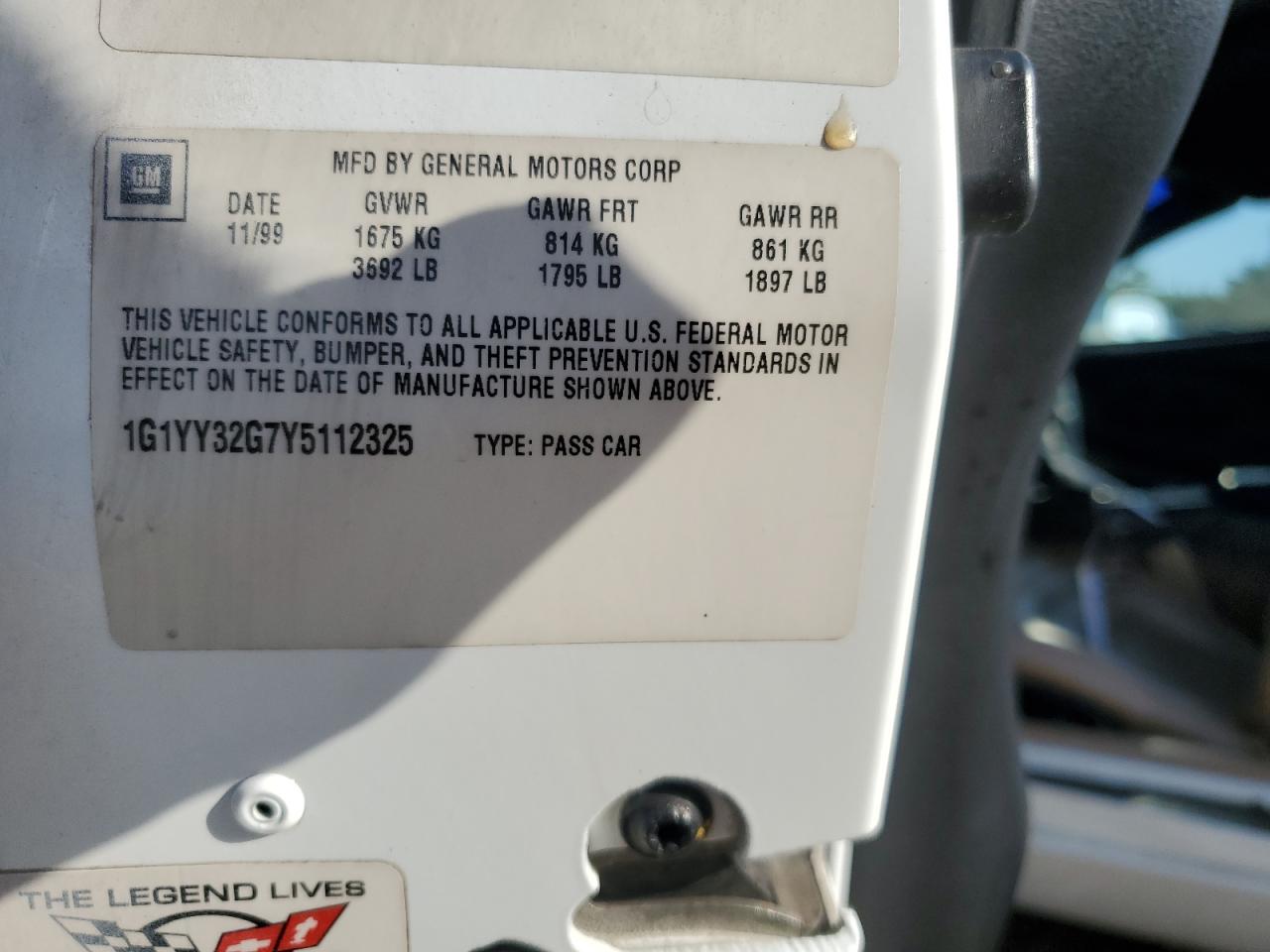 2000 Chevrolet Corvette VIN: 1G1YY32G7Y5112325 Lot: 80346515