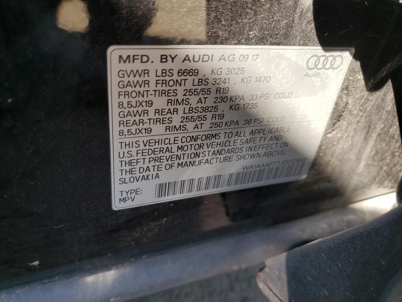 2018 Audi Q7 Premium VIN: WA1AAAF77JD012842 Lot: 80677285