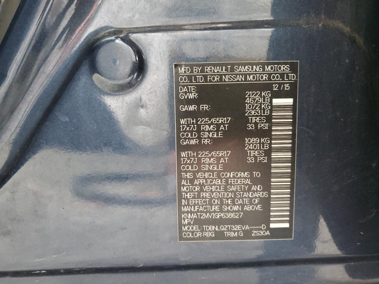 2016 Nissan Rogue S VIN: KNMAT2MV1GP638627 Lot: 81342955