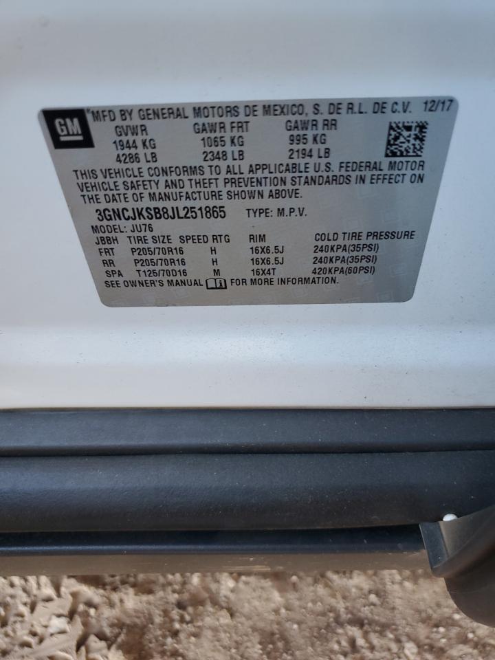 2018 Chevrolet Trax Ls VIN: 3GNCJKSB8JL251865 Lot: 71980365