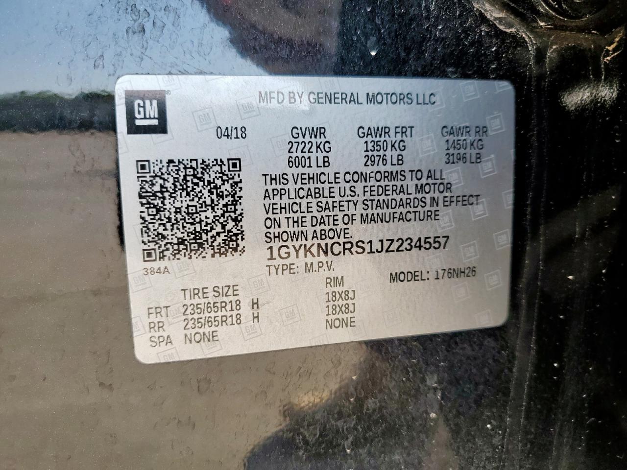 2018 Cadillac Xt5 Luxury VIN: 1GYKNCRS1JZ234557 Lot: 72027635