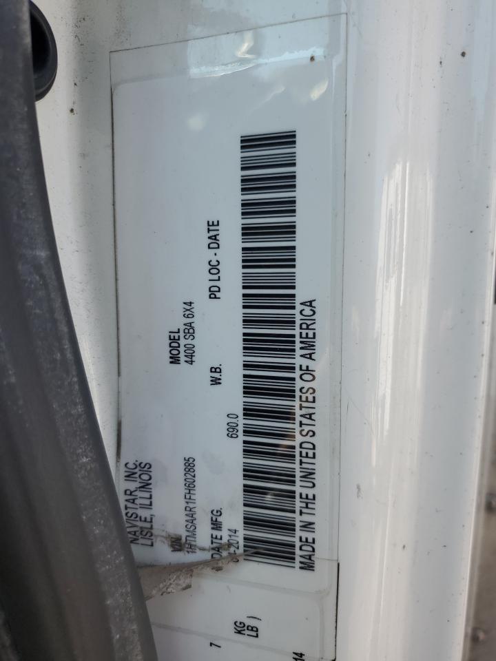 2015 International 4400 Box Truck VIN: 1HTMSAAR1FH602885 Lot: 81060755