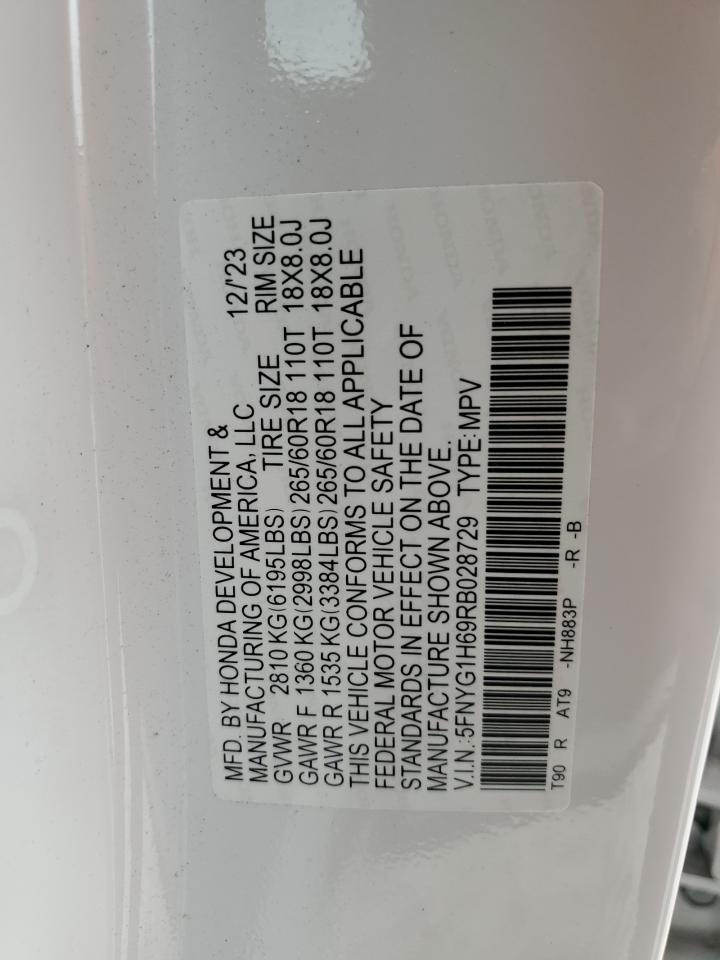 2024 Honda Pilot Trailsport VIN: 5FNYG1H69RB028729 Lot: 85855515