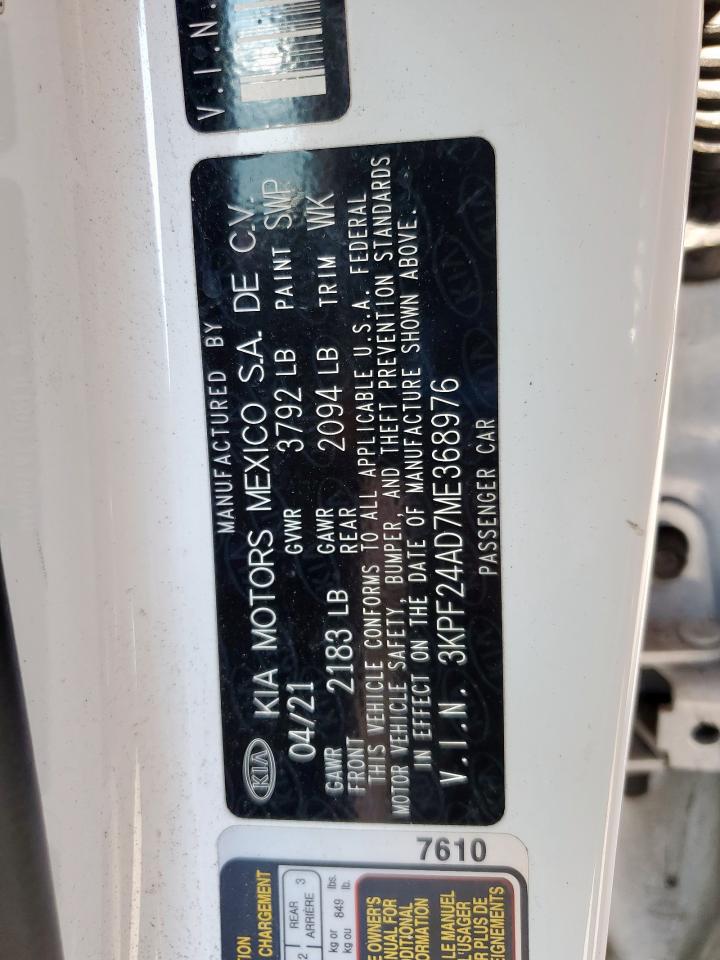2021 Kia Forte Fe VIN: 3KPF24AD7ME368976 Lot: 71099385