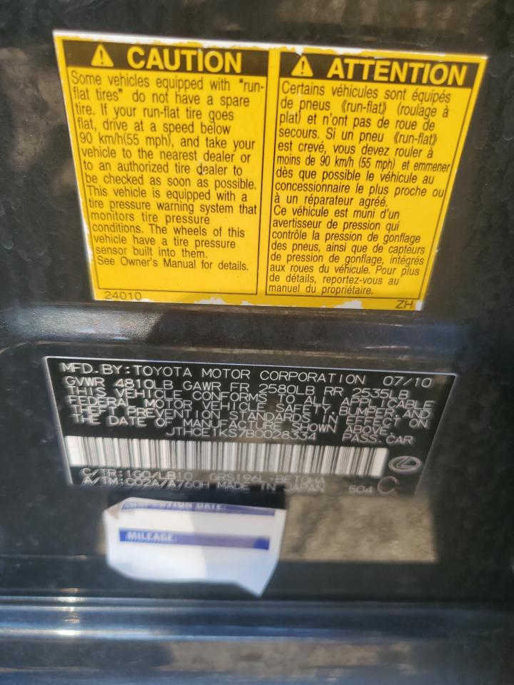 2011 Lexus Gs 350 VIN: JTHCE1KS7B0028334 Lot: 72003865