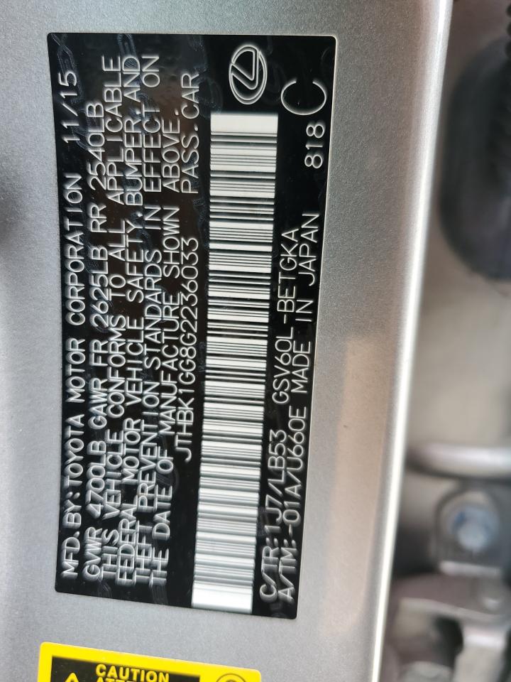 2016 Lexus Es 350 VIN: JTHBK1GG8G2236033 Lot: 82172945