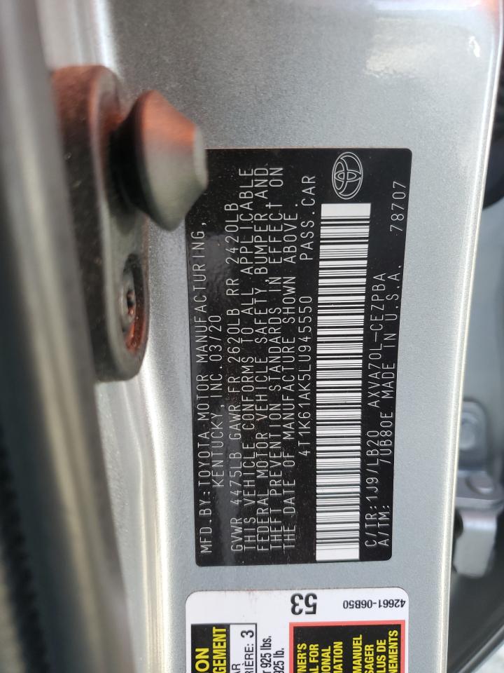 2020 Toyota Camry Xse VIN: 4T1K61AK5LU945550 Lot: 81818385