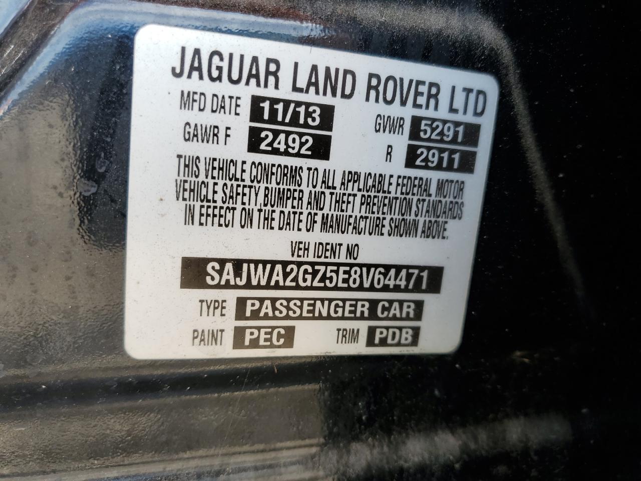 2014 Jaguar Xjl Portfolio VIN: SAJWA2GZ5E8V64471 Lot: 80550425