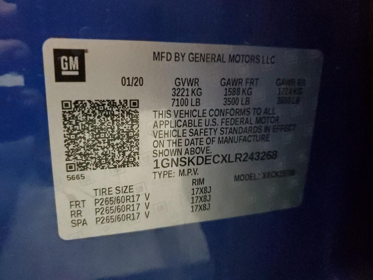 2020 Chevrolet Tahoe Police VIN: 1GNSKDECXLR243268 Lot: 82063175