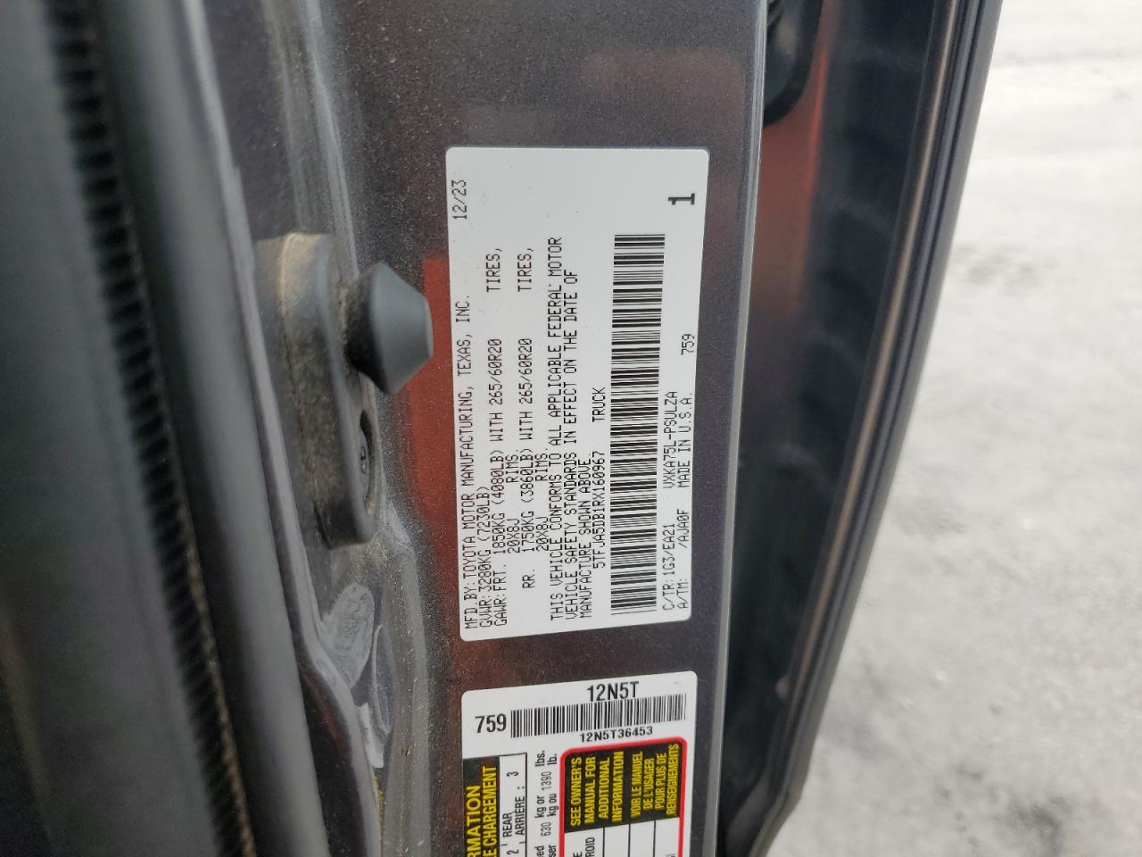 2024 Toyota Tundra Crewmax Limited VIN: 5TFJA5DB1RX160967 Lot: 71804615