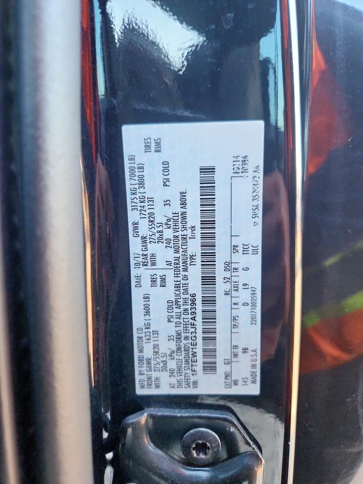 2018 Ford F150 Supercrew VIN: 1FTEW1EG3JFA93966 Lot: 70486515