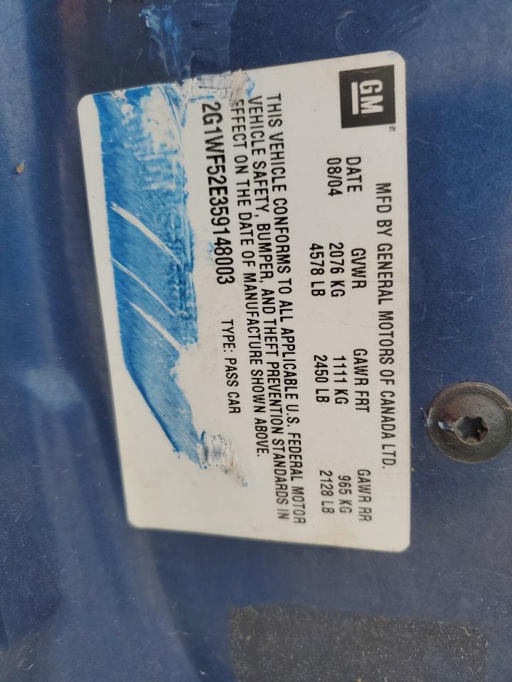 2005 Chevrolet Impala VIN: 2G1WF52E359148003 Lot: 81488805