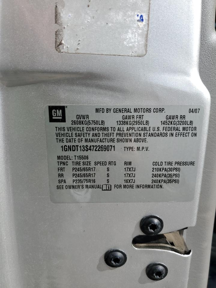 2007 Chevrolet Trailblaze VIN: 1GNDT13S472269071 Lot: 81902975