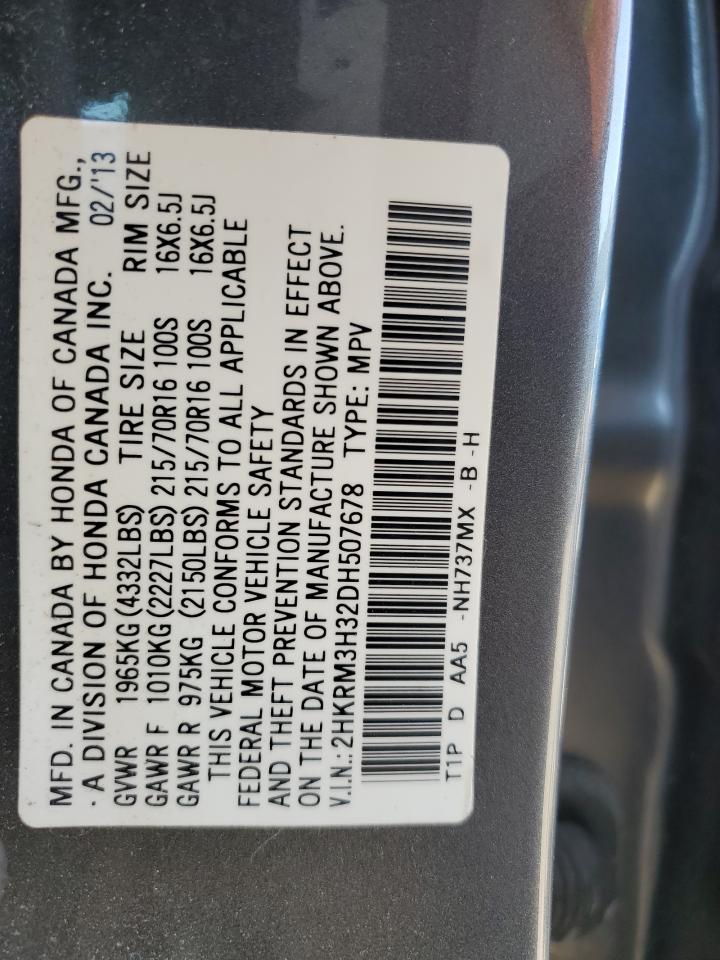 2013 Honda Cr-V Lx VIN: 2HKRM3H32DH507678 Lot: 80011275