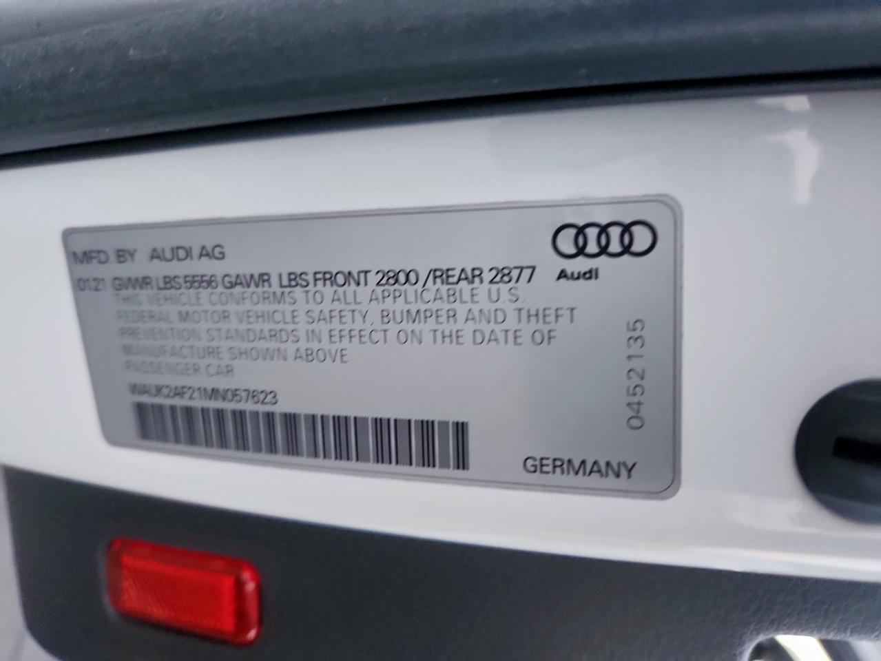 2021 Audi A6 Premium VIN: WAUK2AF21MN057623 Lot: 71635265