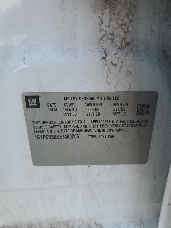 2014 Chevrolet Cruze Lt VIN: 1G1PC5SB5E7480206 Lot: 82038845