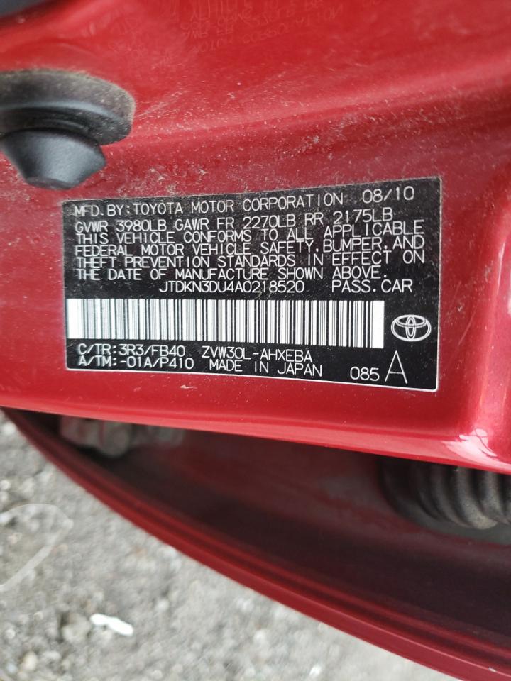 2010 Toyota Prius VIN: JTDKN3DU4A0218520 Lot: 83878615