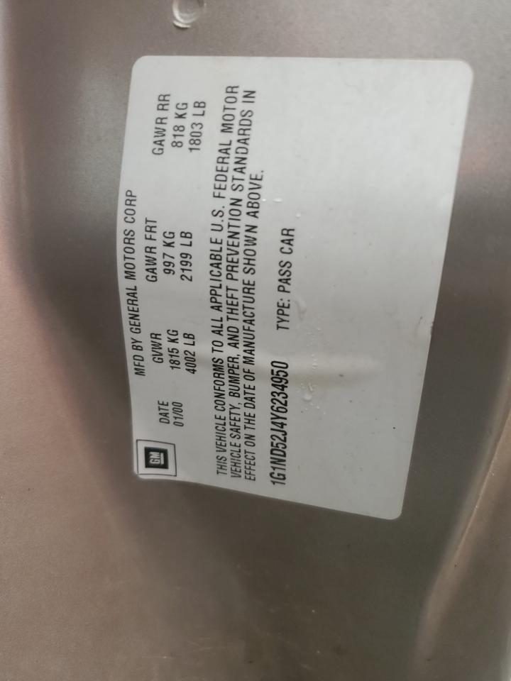 2000 Chevrolet Malibu VIN: 1G1ND52J4Y6234950 Lot: 84236975