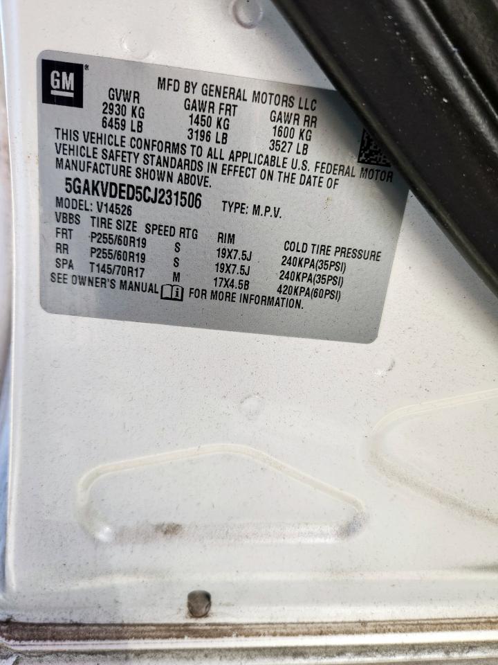 2012 Buick Enclave VIN: 5GAKVDED5CJ231506 Lot: 84291855