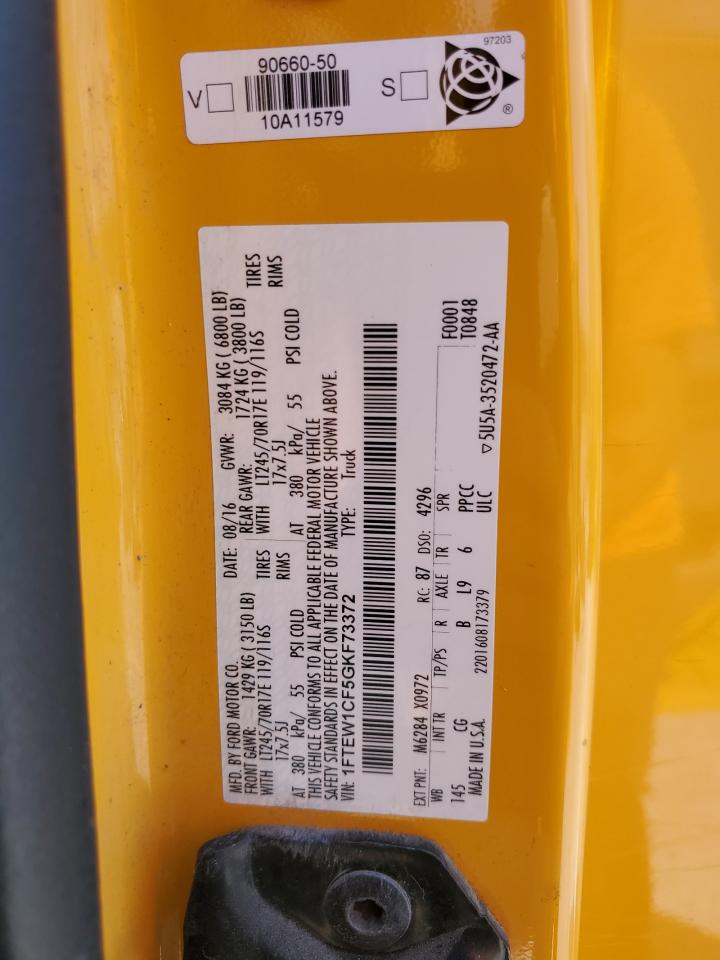 2016 Ford F150 Supercrew VIN: 1FTEW1CF5GKF73372 Lot: 82172565