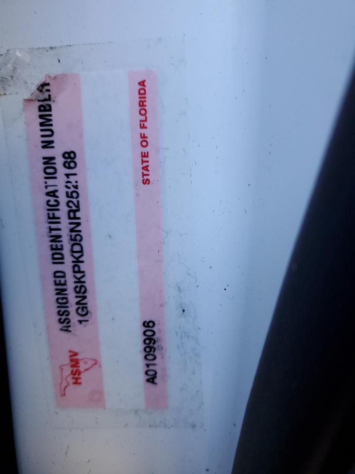 2022 Chevrolet Tahoe K1500 Z71 VIN: 1GNSKPKD5NR252168 Lot: 82124985