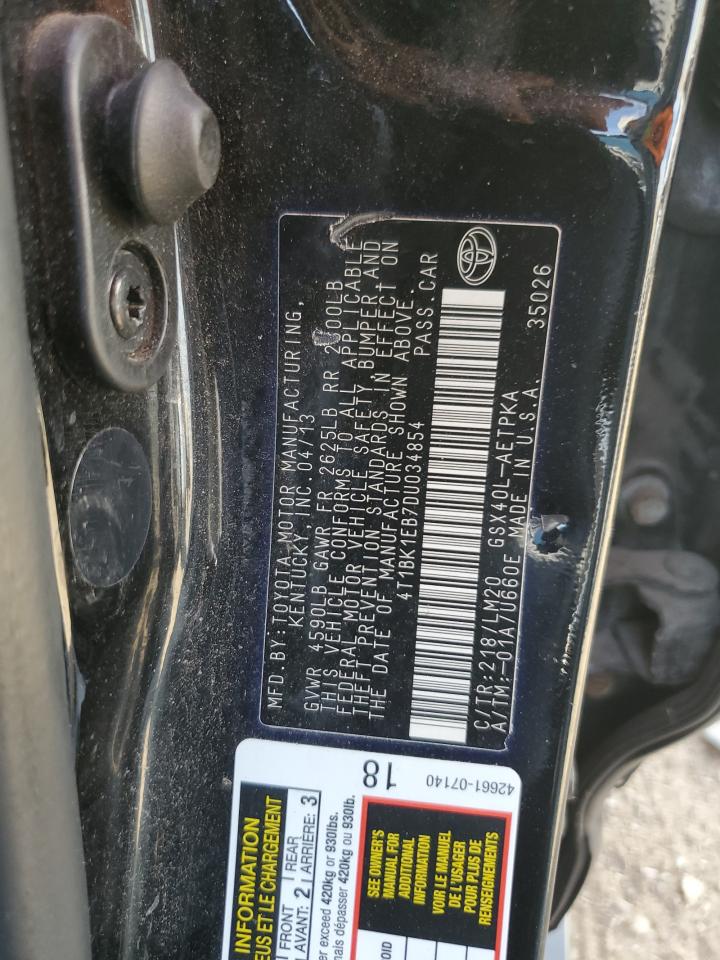 2013 Toyota Avalon Base VIN: 4T1BK1EB7DU034854 Lot: 80516365