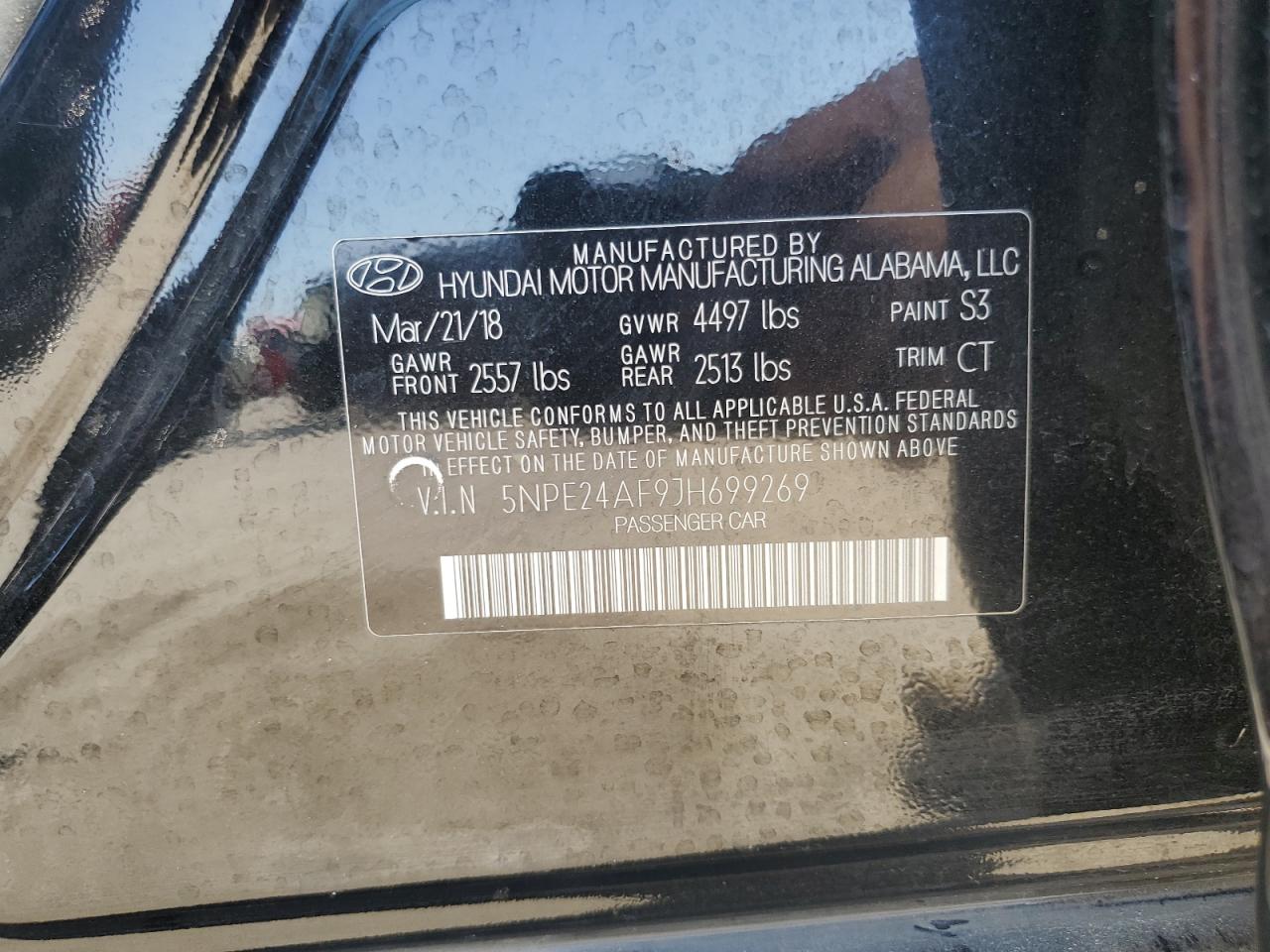 2018 Hyundai Sonata Se VIN: 5NPE24AF9JH699269 Lot: 70953265