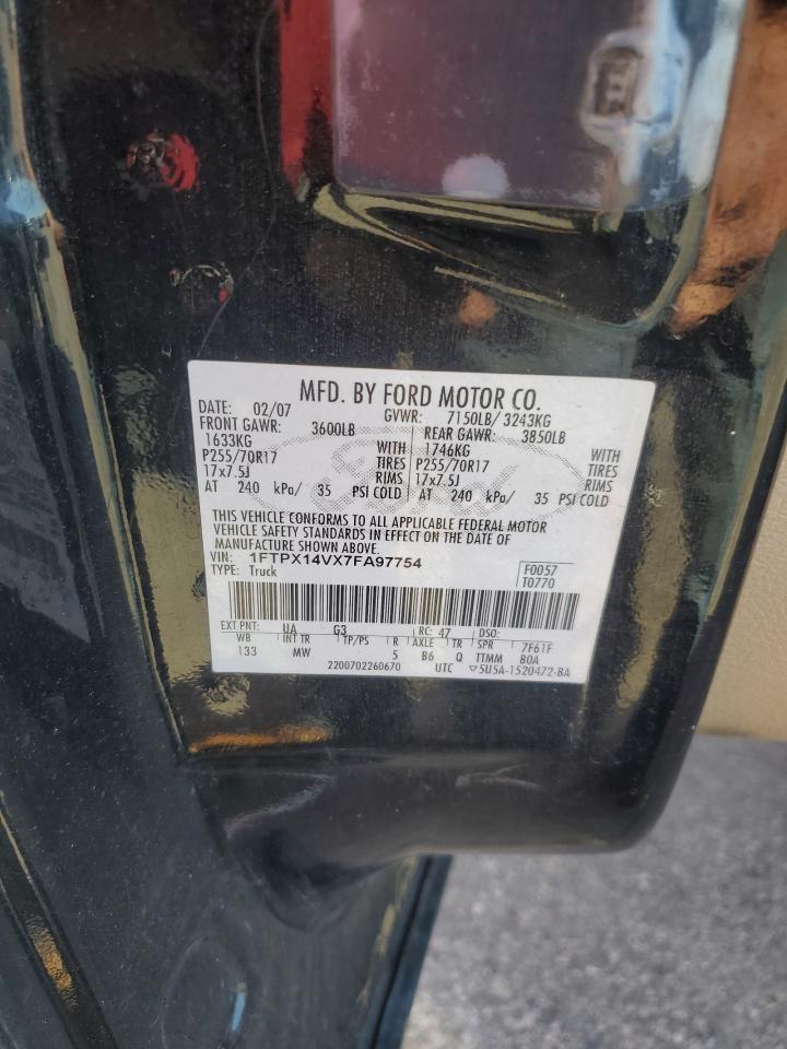 2007 Ford F150 VIN: 1FTPX14VX7FA97754 Lot: 84368365