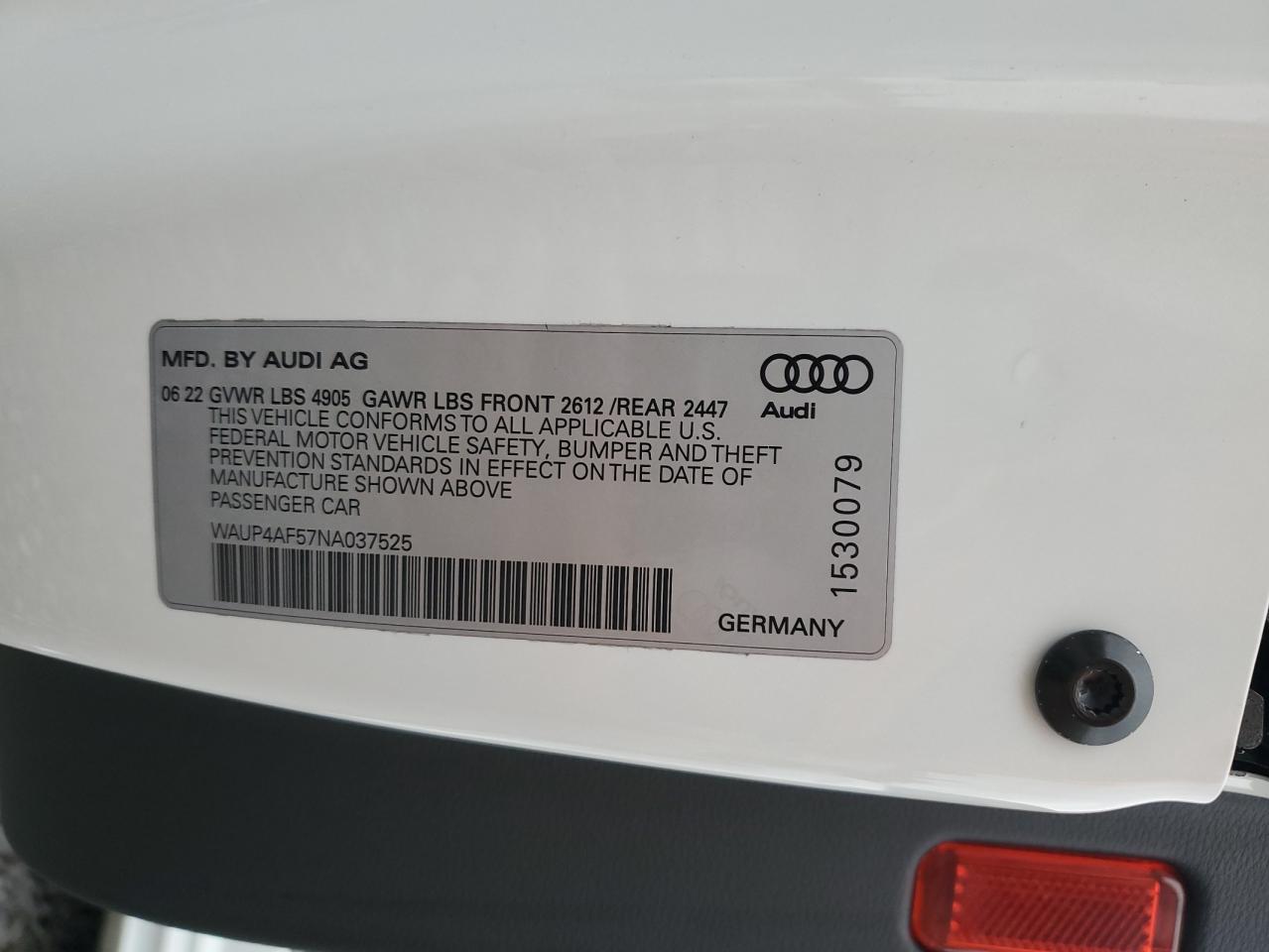 2022 Audi S5 Premium Plus VIN: WAUP4AF57NA037525 Lot: 83999575