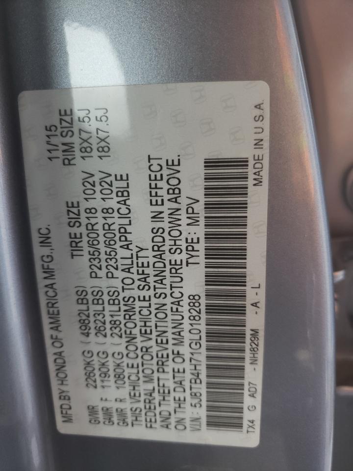 2016 Acura Rdx Advance VIN: 5J8TB4H71GL018288 Lot: 83831775