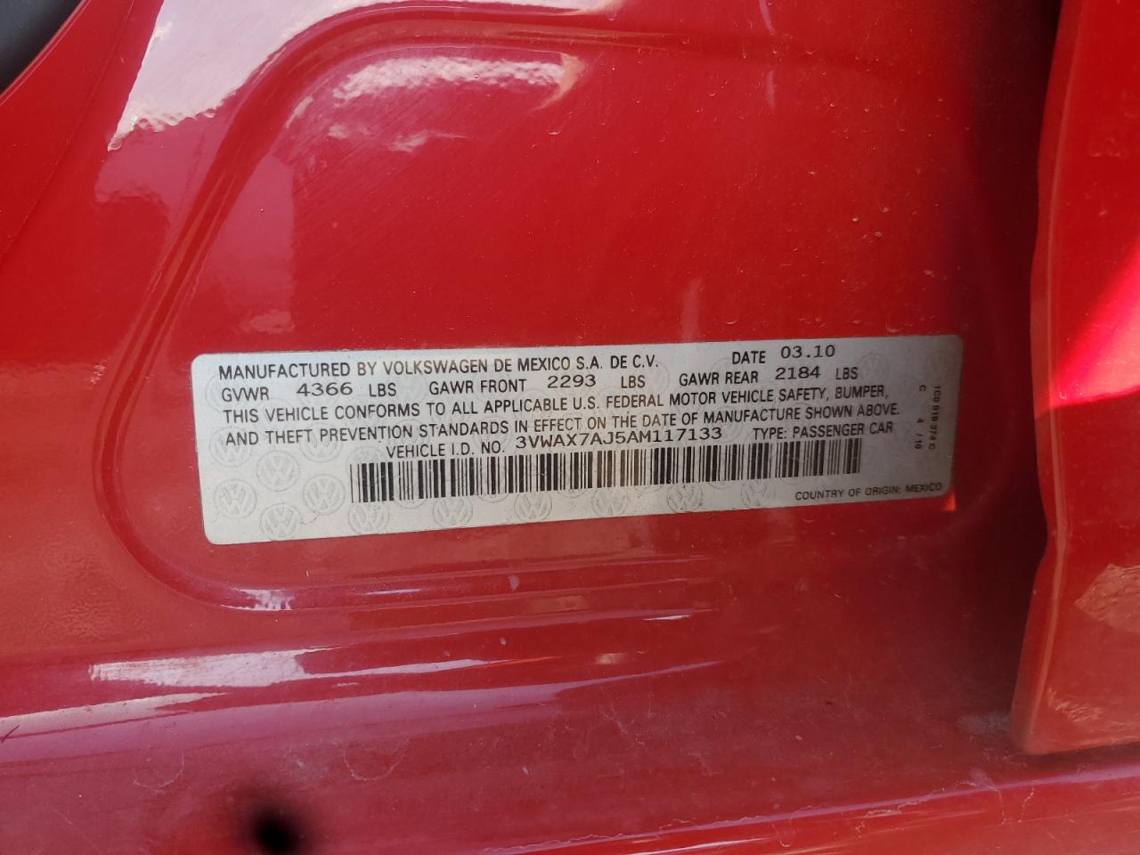 2010 Volkswagen Jetta Limited VIN: 3VWAX7AJ5AM117133 Lot: 82047975