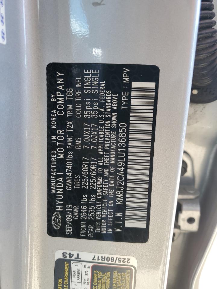 2020 Hyundai Tucson Se VIN: KM8J2CA49LU136850 Lot: 84263555