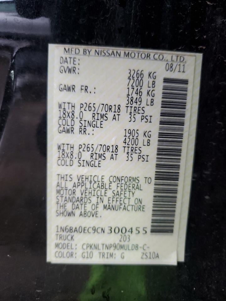 2012 Nissan Titan S VIN: 1N6BA0EC9CN300455 Lot: 81772095