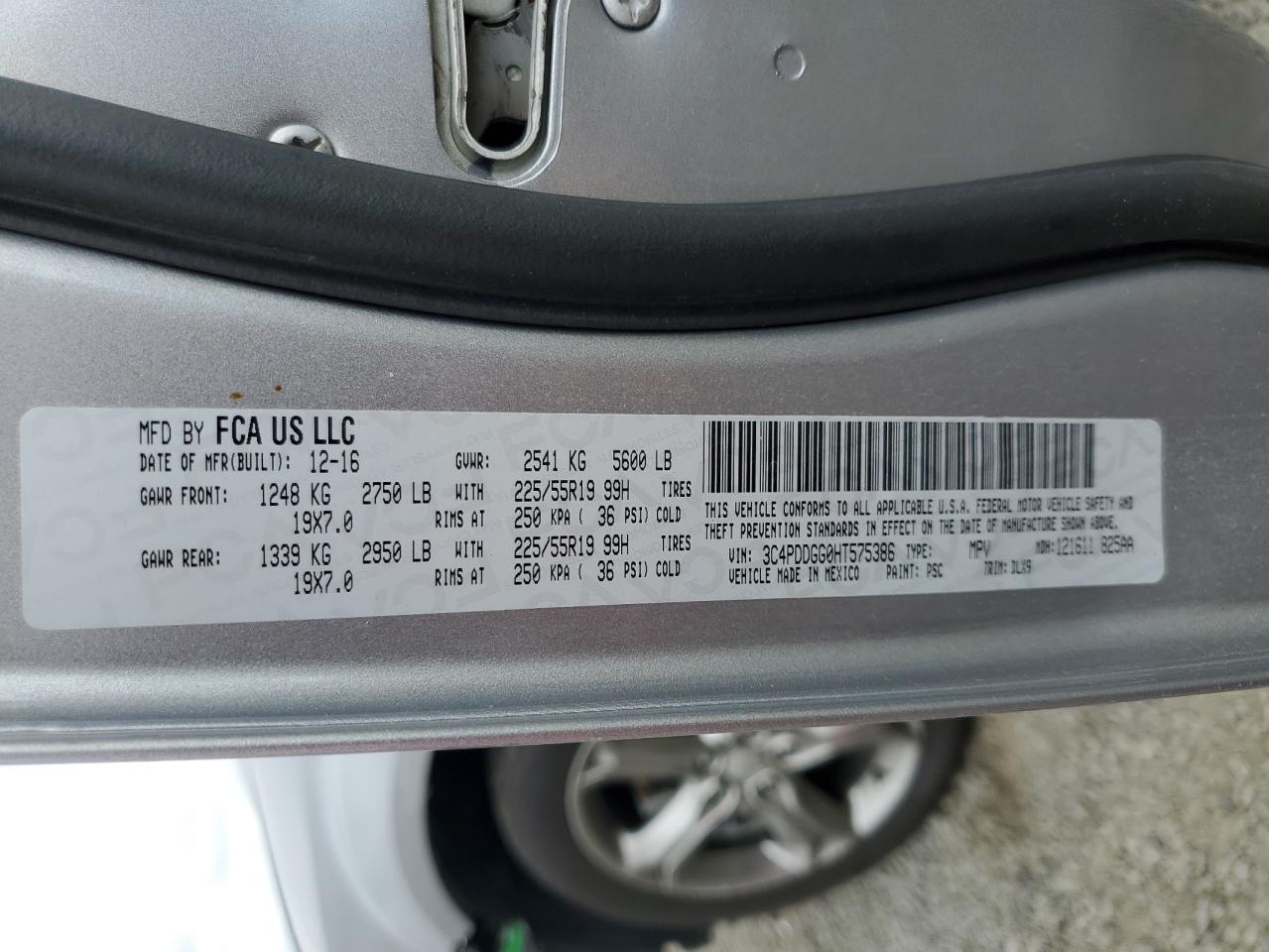 2017 Dodge Journey Crossroad VIN: 3C4PDDGG0HT575386 Lot: 71891845