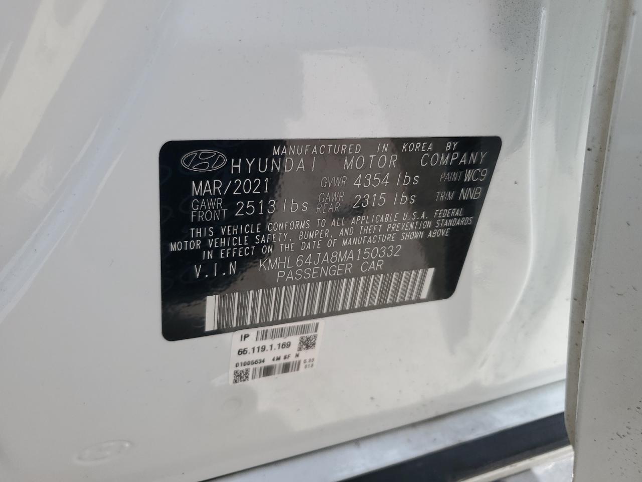 2021 Hyundai Sonata Sel VIN: KMHL64JA8MA150332 Lot: 81564245
