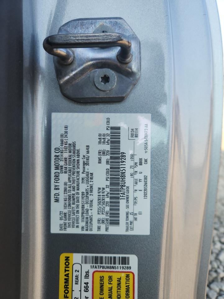 2022 Ford Mustang VIN: 1FATP8UH8N5119289 Lot: 81367015