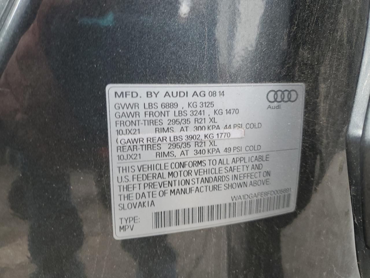 2015 Audi Q7 Prestige VIN: WA1DGAFE8FD005691 Lot: 70037735