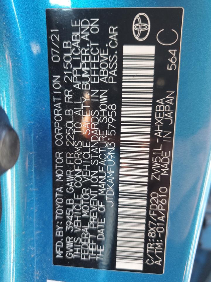 2022 Toyota Prius Night Shade VIN: JTDKAMFU9N3157958 Lot: 84006115