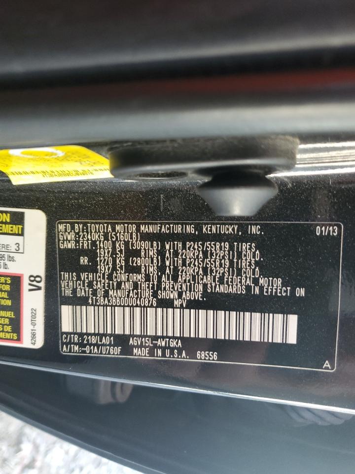 2013 Toyota Venza Le VIN: 4T3BA3BB0DU040876 Lot: 71909515