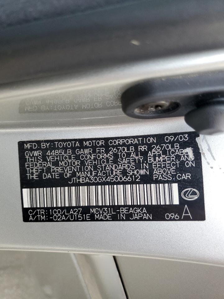 2004 Lexus Es 330 VIN: JTHBA30GX45006612 Lot: 84442745