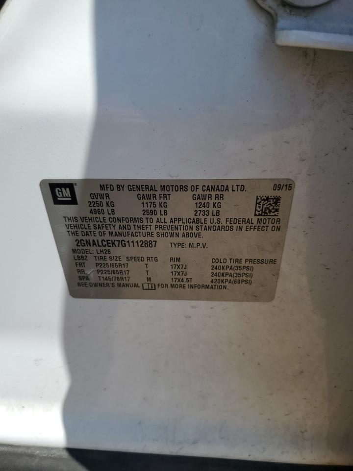 2016 Chevrolet Equinox Lt VIN: 2GNALCEK7G1112887 Lot: 80833675