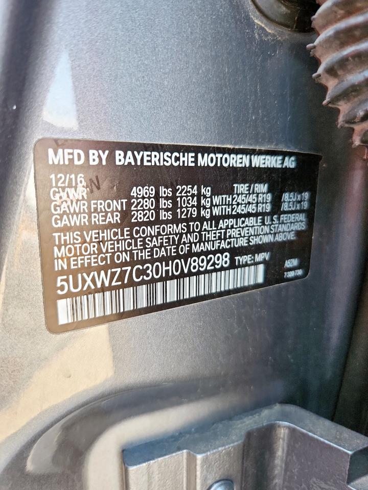 2017 BMW X3 Sdrive28I VIN: 5UXWZ7C30H0V89298 Lot: 81492165